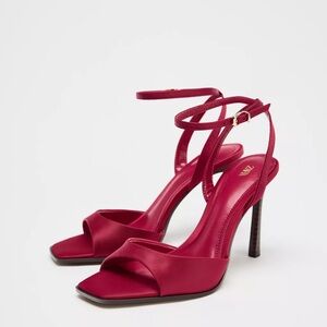 Zara Bold Red Strappy Heels